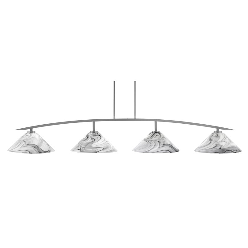 Barre d'éclairage 4 lumières kurve au fini graphite avec verre tourbillon de 16 po, Noir / blanc