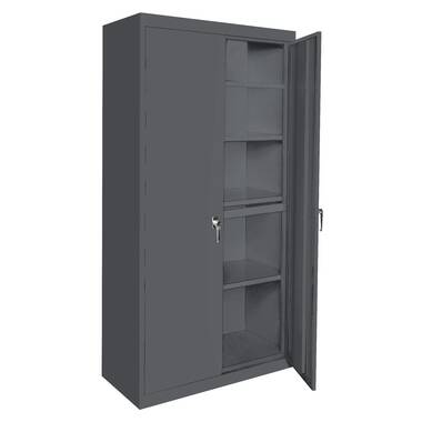 Rubbermaid 7083 Double-Door Storage Cabinet - Base/Top - Gray/Black -  Storage Sheds - Cleaning