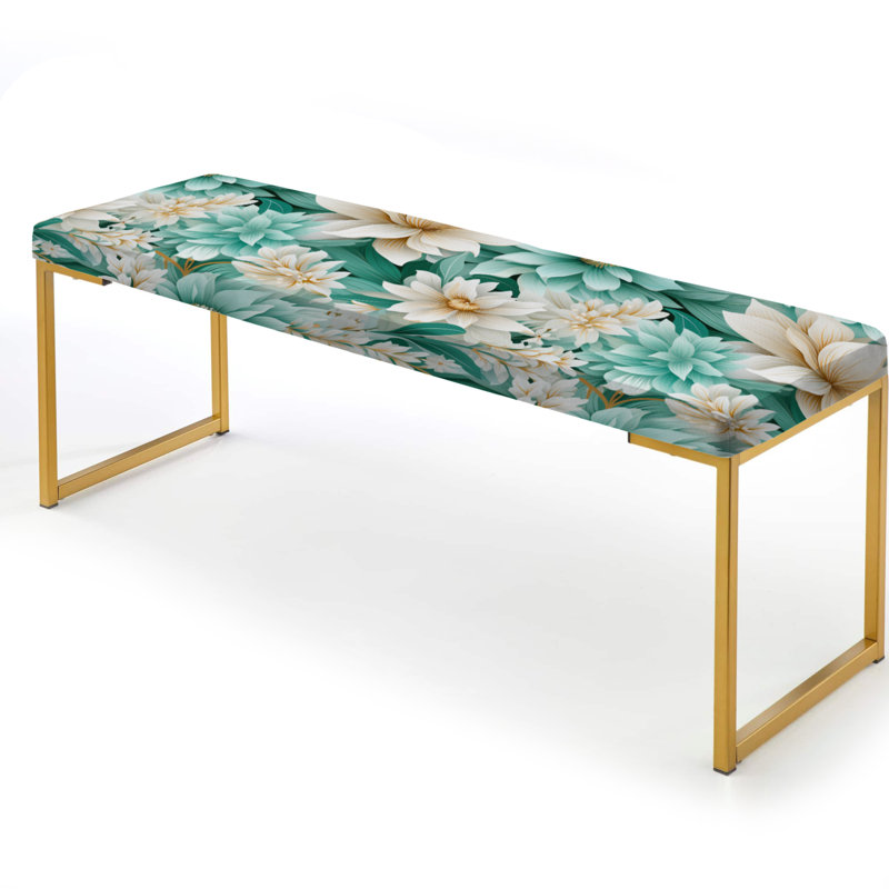 Banc rembourré or, Bohemian Dream Emerald Dahlia Pattern