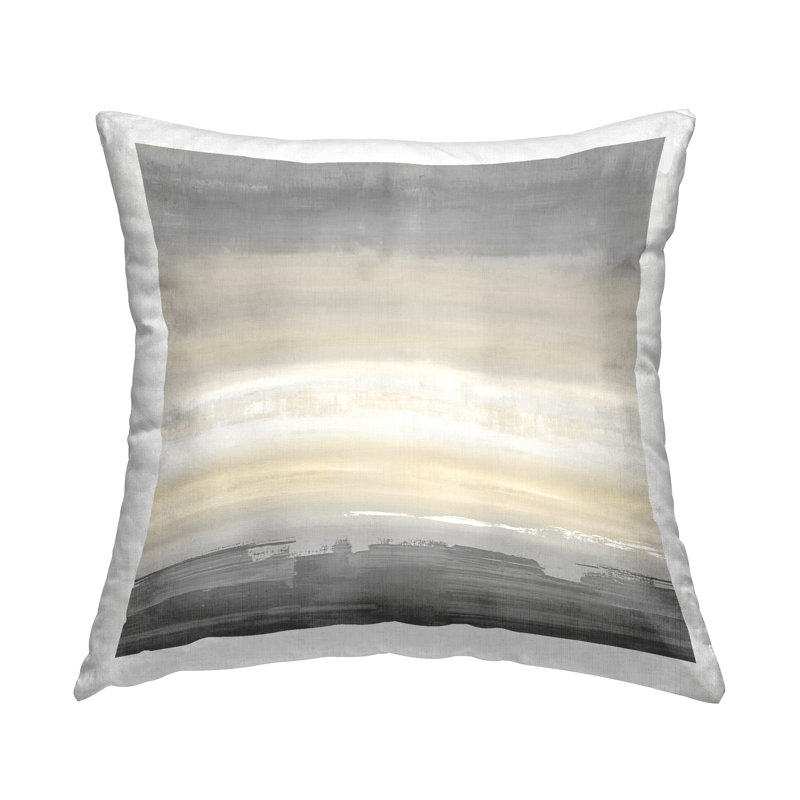 Coussin décoratif gris à motif abstrait brossé par Rachel Springer