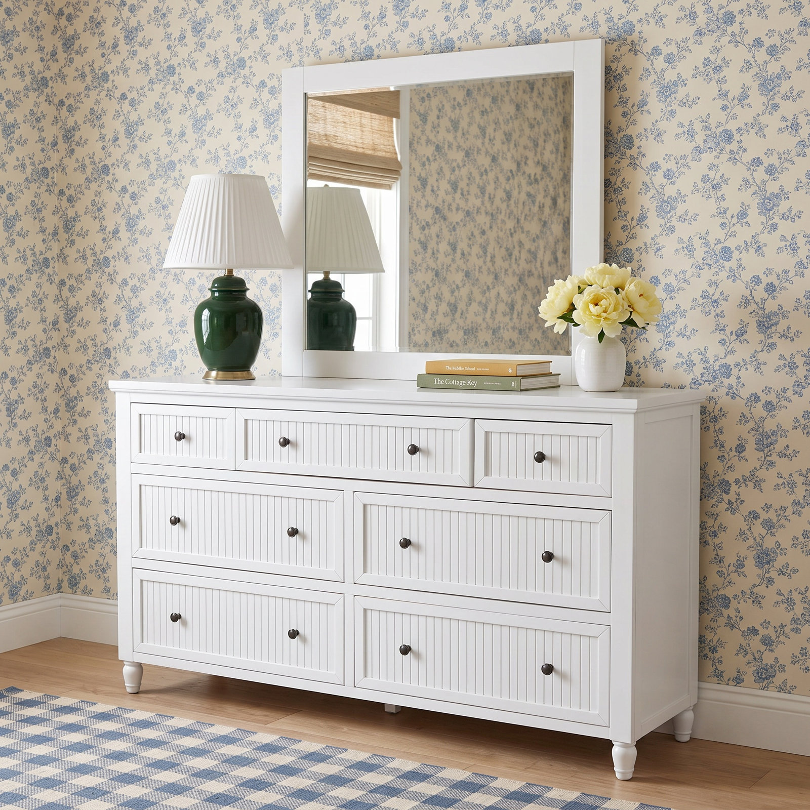 Pearce 67" Acacia Double Dresser Set, White