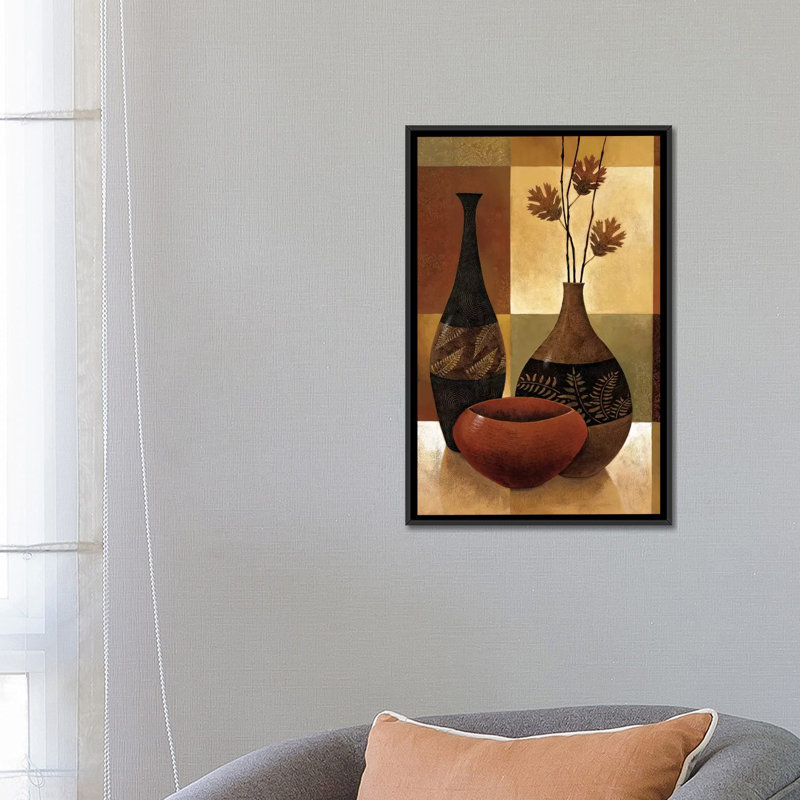 «Natures Patchwork II», impression sur toile, Toile avec cadre flottant noir, Pas de tapis, H 48 po x l 32 po x P 1,5 po