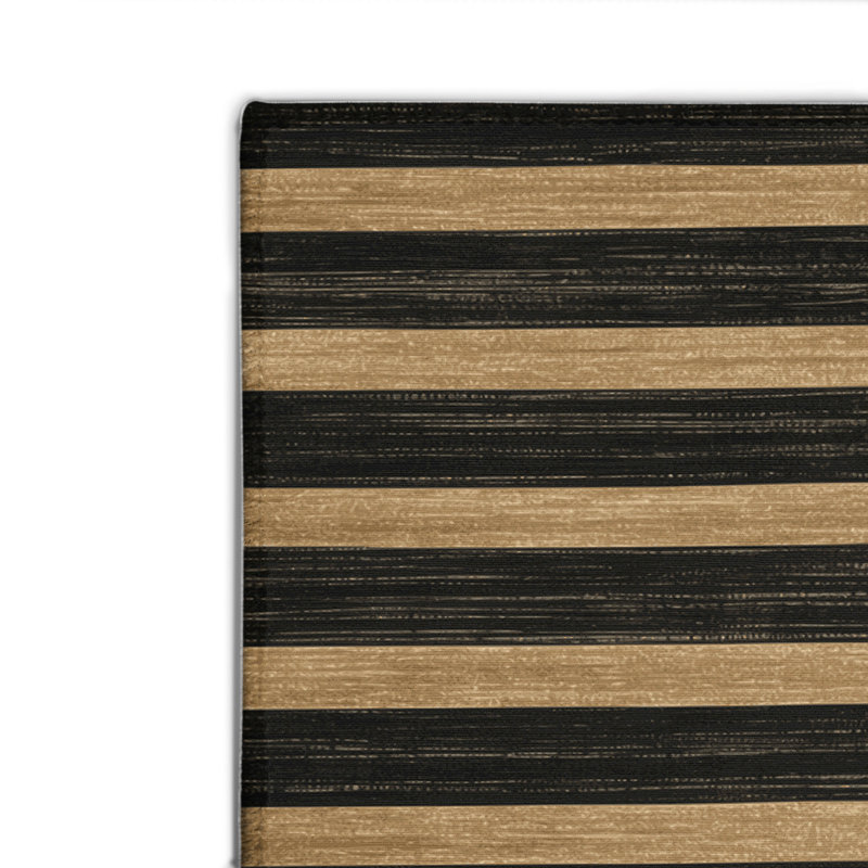 Tapis intérieur / extérieur noir HorizontalStripes, Rectangle 4pi x 6 pi