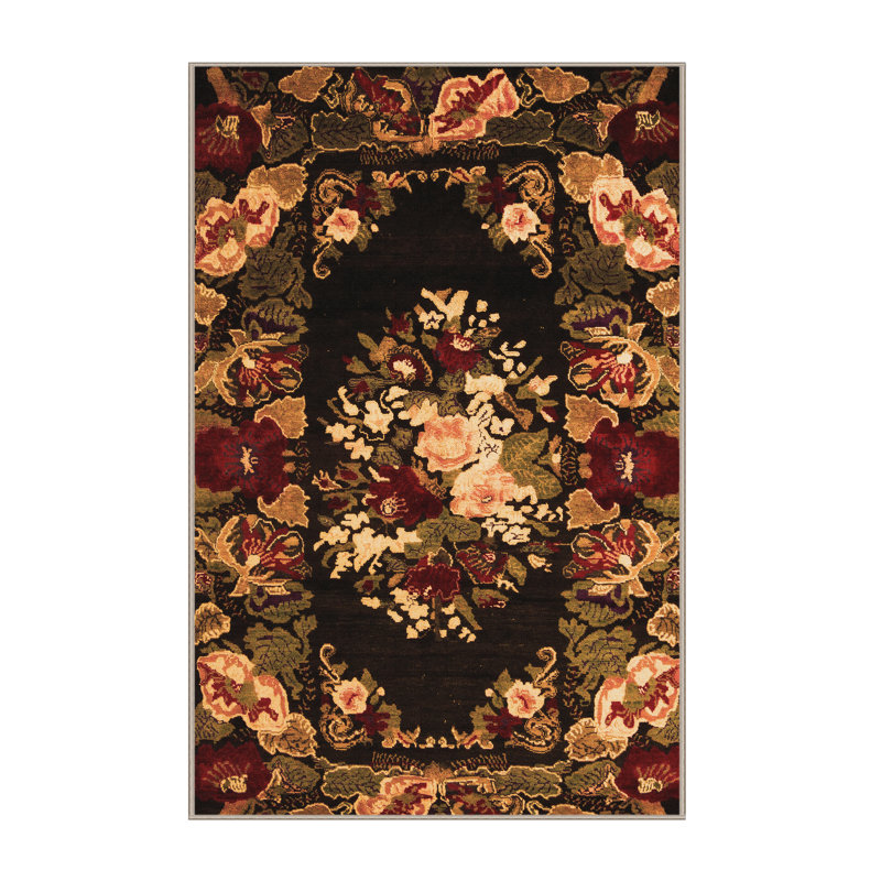 Tapis orange / brun en chenille / polyester tissé à la machine Nari, Rectangle 2 pi x 4 pi