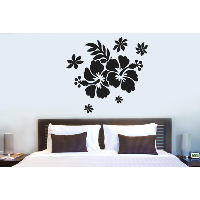 Hibiscus Flower Wall Sticker, Black