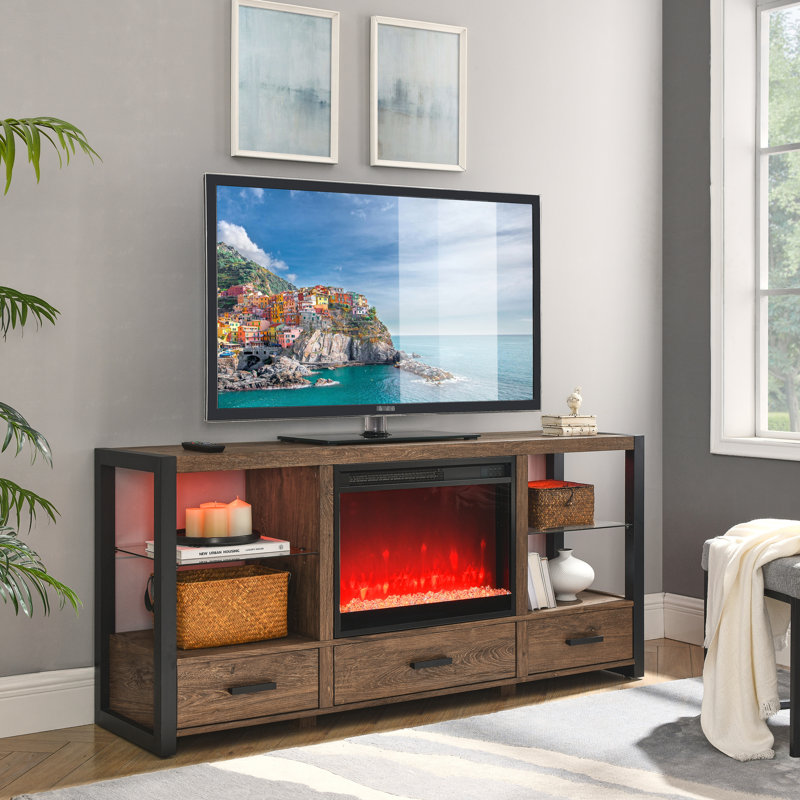 Foyer électrique encastrable 1400W - 23 pouces, flamme réaliste, côté, télécommande, protection contre la surchauffe et les fusibles, effet de flamme de 5 pouces, protection 5000 / H,