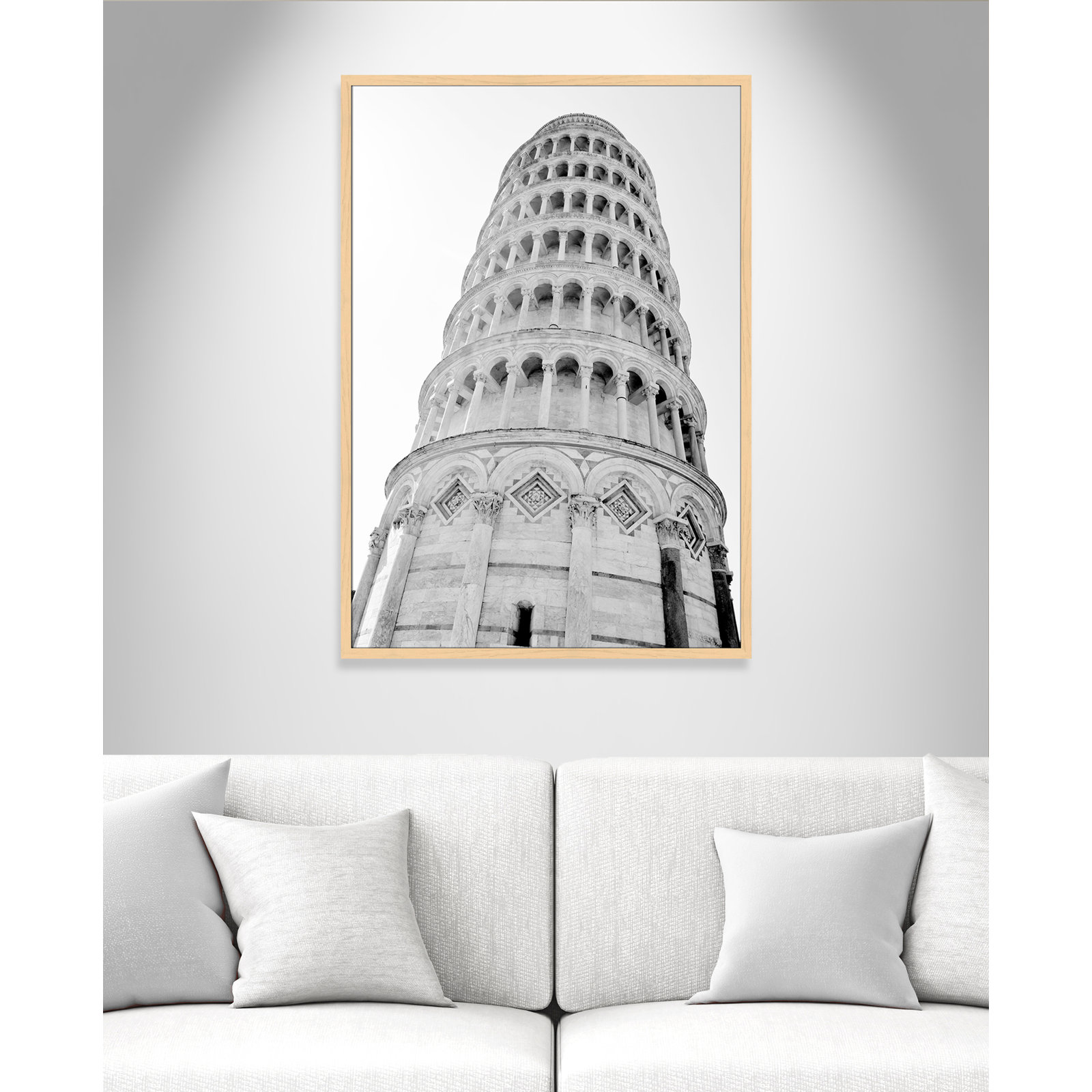 Iconic City Collection "Pisa" Print by Natalie Carpentieri, Natural Single Picture Frame, No, 55" H x 39" W x 1.25" D