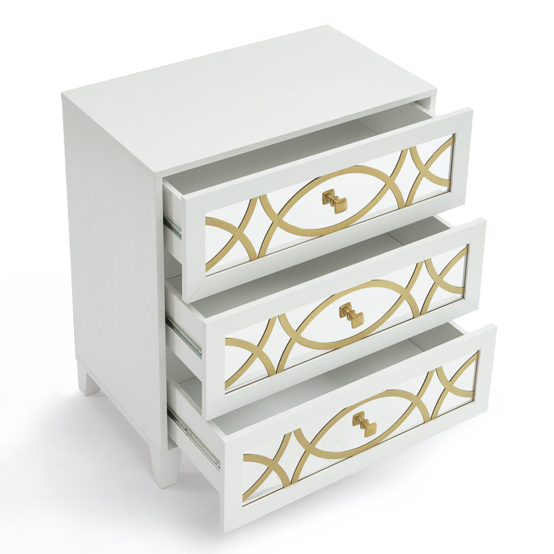 Table de chevet 3 tiroirs Emilyjo, Blanc