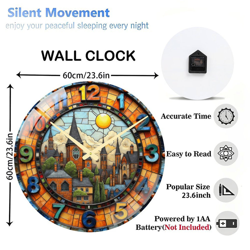 Horloge murale en verre coloré