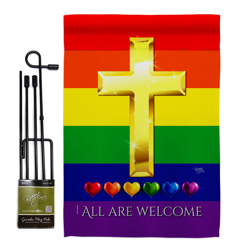 Ensemble de drapeaux en polyester 18,5 x 13 pi All Are Welcome Garden