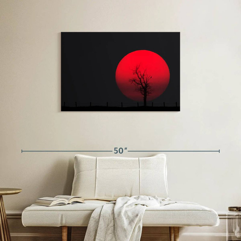Pleine lune rouge Oberle, H 24 po x l 36 po