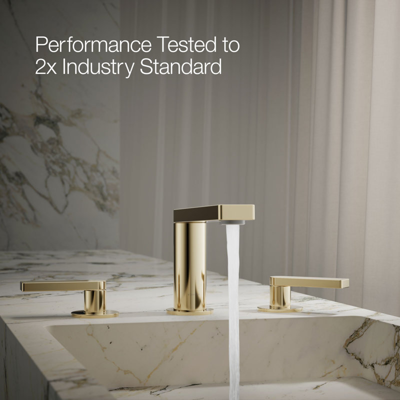 Composed Widespread Bathroom Faucet with Drain Assembly, Vibrant French Gold