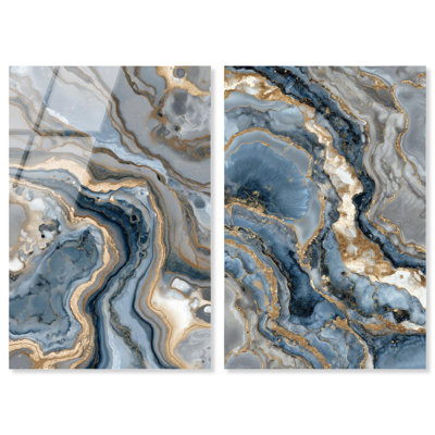 Golden Marble Acrylic Print Abstract Art Set By Art Remedy, Ready To Hang, 10 x 15