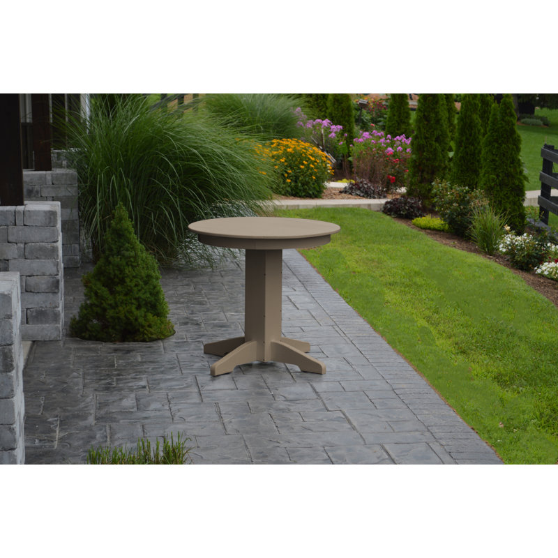 Bork Round Outdoor Dining Table With Umbrella Hole , 33'' in. W 33'' in. D, Weathered Wood