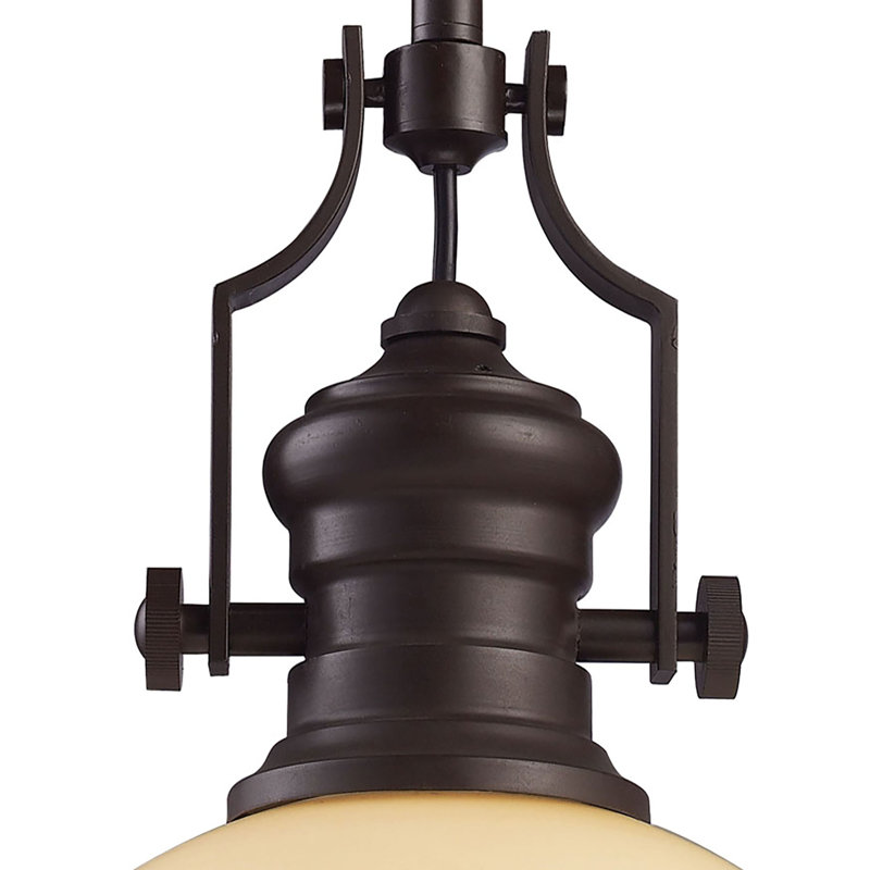 Luminaire suspendu à 1 lumière de 13 po de large Chadwick - Bronze huilé, H 14 po x l 13 po x P 13 po, Beige, Bronze