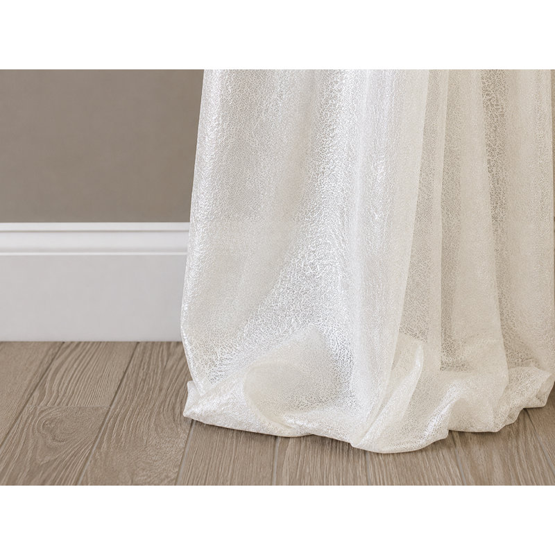 Etherton Semi Sheer Curtain Single Panel, White, 52" W x 108" L