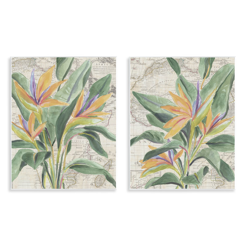 Fleurs sur une carte murale rétro, design par June Erica Vess