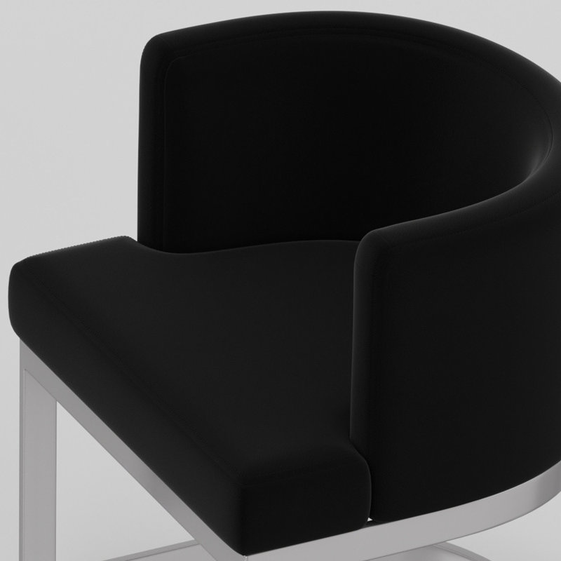 Chaise d'appoint noire et argentée, Noir