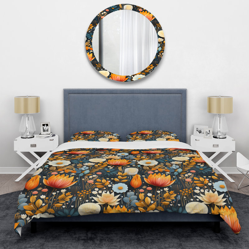 Mod Botanicals - Ensemble de housse de couette Mid-Century, Housse de couette simple + 1 taie décorative stan