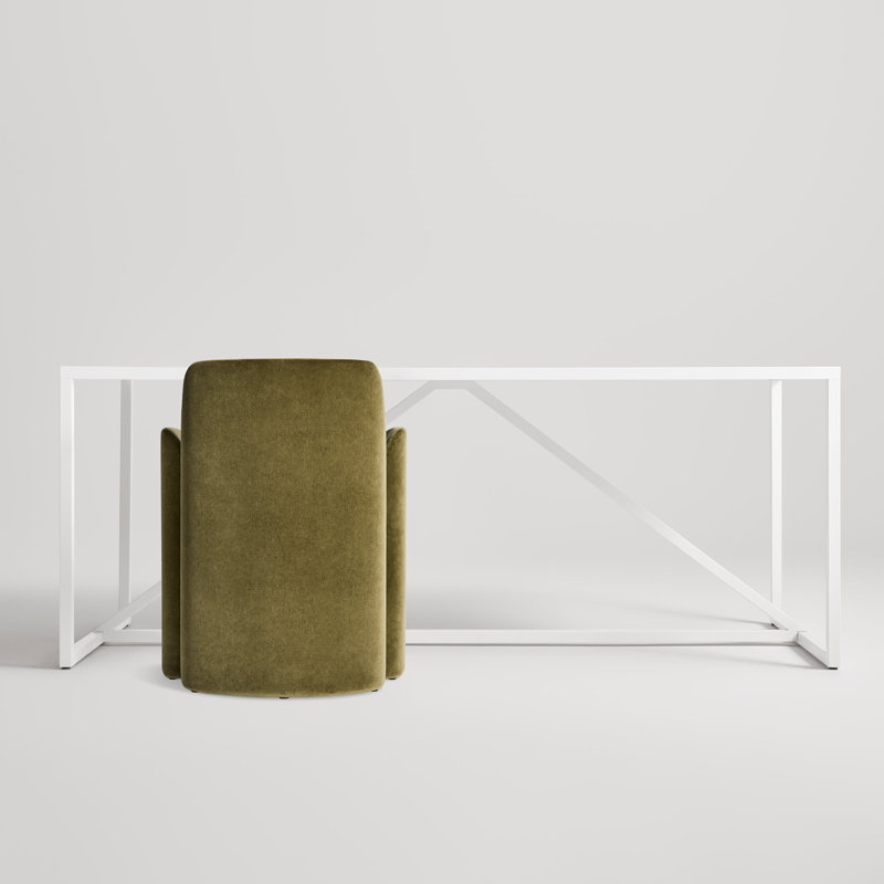 Parentheses Upholstered Arm Chair, Polyester Blend Moss
