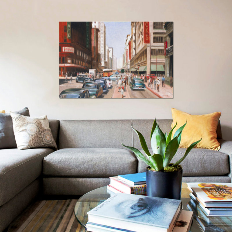 «Los Angeles II», affiche vintage sur toile, H 26 po x l 40 po x P 1,5 po, Toile tendue, Pas de tapis