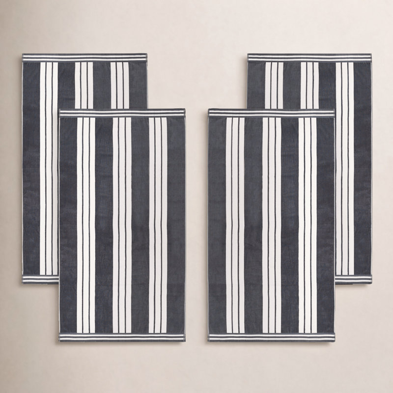Serviette de plage Chira, Gris anthracite, Serviette de plage - paquet de 4