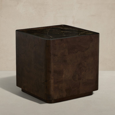Summit Ash Burl Square Pedestal Side Table - Dusk, 24 In. W X 24 In. H