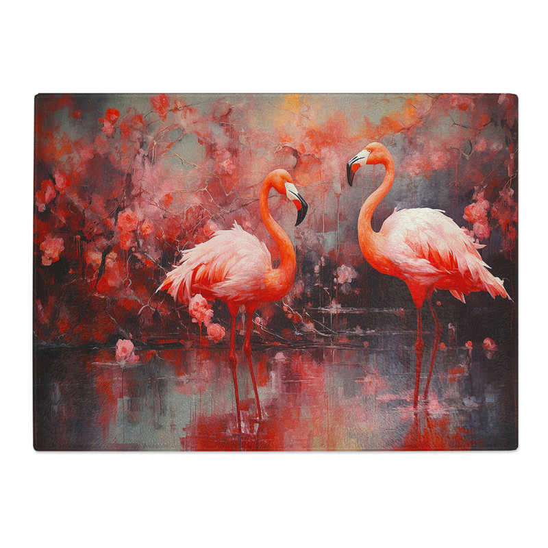 Flamingo Contemporary  Glass Chopping Board