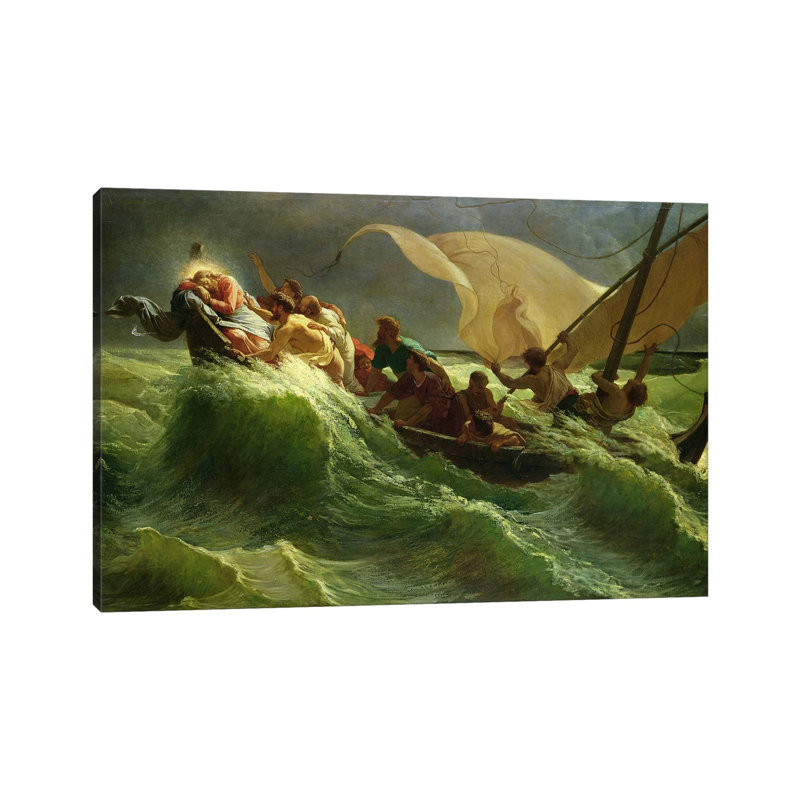 Christ Asleep In His Boat by Jules Joseph Meynier - Painting on Canvas, Wrapped Canvas, 30.48cm H x 45.72cm W x 1.91cm D