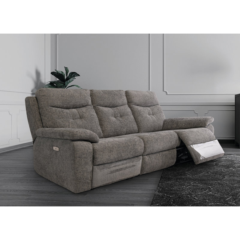 Modena 3 Seater Genuine Leather Electric Reclining Sofa, Graphite