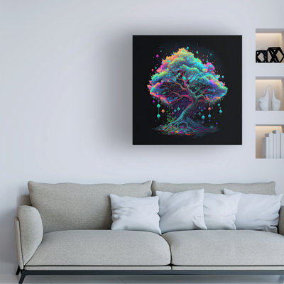 Wrapped Canvas Wall Art - Wumples  'Tree 2' Wall Art for Living Room, Bedroom, or Office Décor  - 14x14