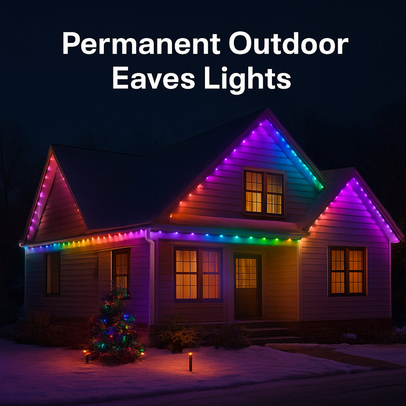 Feux d'extérieur permanents 100 lumières 60 lumières RVB avec télécommande et application