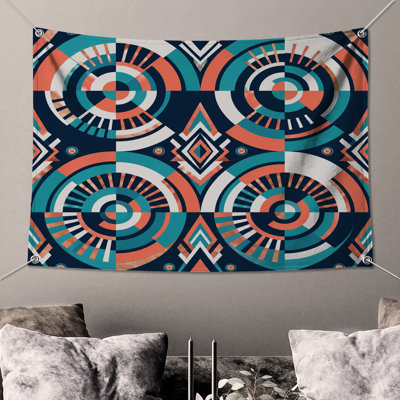 Geometric Circular Pattern Wall Tapestry - Geometric Shapes Wall Decor