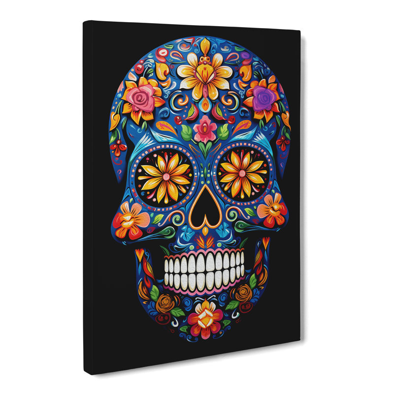 Sugar Skull Orphism Art - Wrapped Canvas, 50cm H x 35cm W x 3cm D