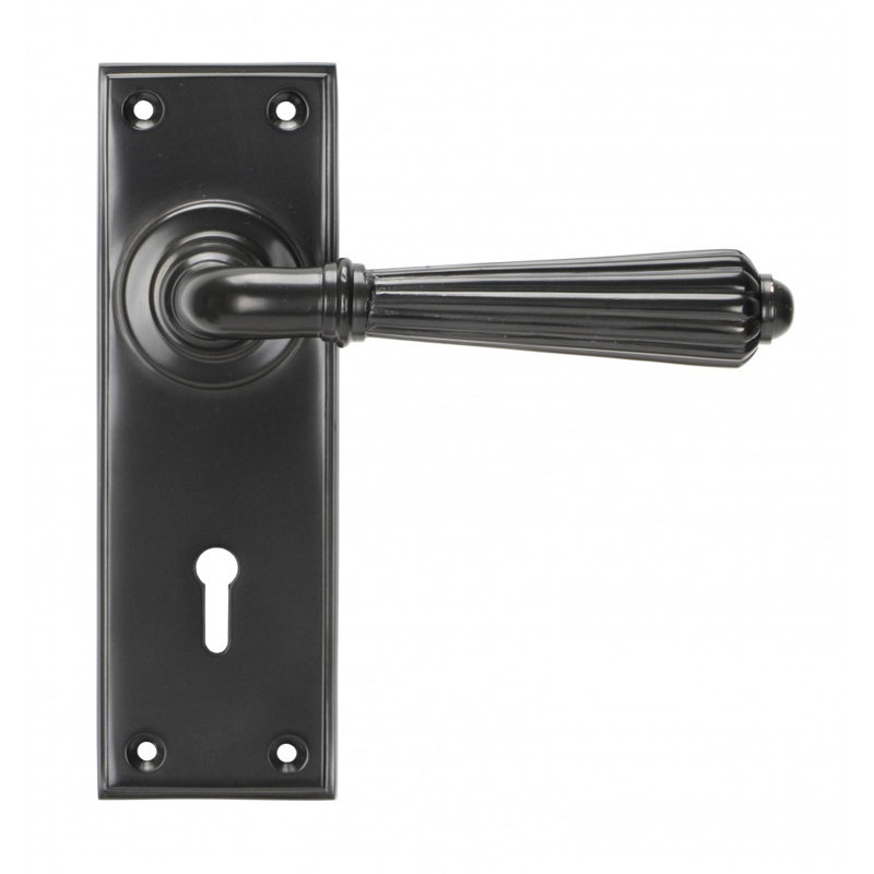 Hinton Lock Door Handle Kit, Aged Bronze