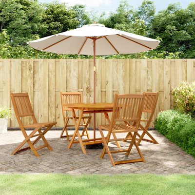 Yasin 4 - Person Acacia Solid Wood Patio Dining Set Round Table