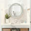Miroir mural rond rond en bois blanc patiné 23,62 po pour salle de bain, chambre à coucher, vestibule, miroir décoratif-1783237858