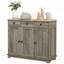 Buffet avec comptoir en bois massif, armoire de rangement pour la cuisine, armoire à café avec 3 tiroirs, portes et tablette réglable-1792770673-1792770678