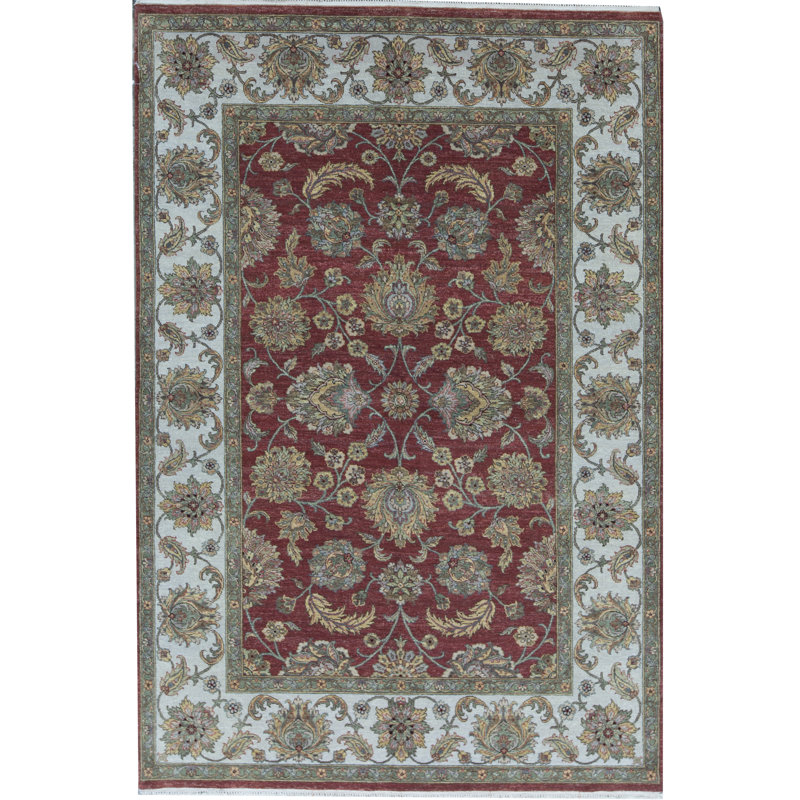 Tapis rouille et ivoire noué à la main de haute qualité