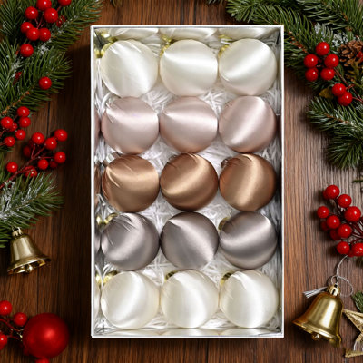 30Pcs Satin Christmas Balls Ornaments,Velvet Christmas Balls Set ,3.15 Inch Plastic Shatterproof Xmas Hanging Ornaments Decorations,Multicolor Christm