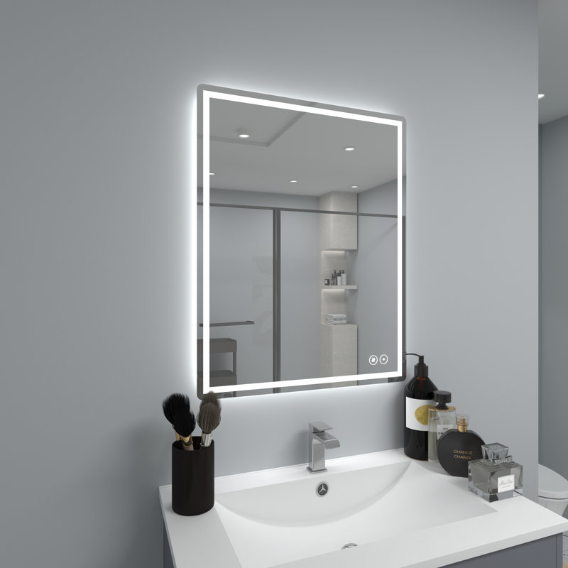 Miroir de salle de bain à DEL Jashayla, Rectangle, 24 po x 30 po