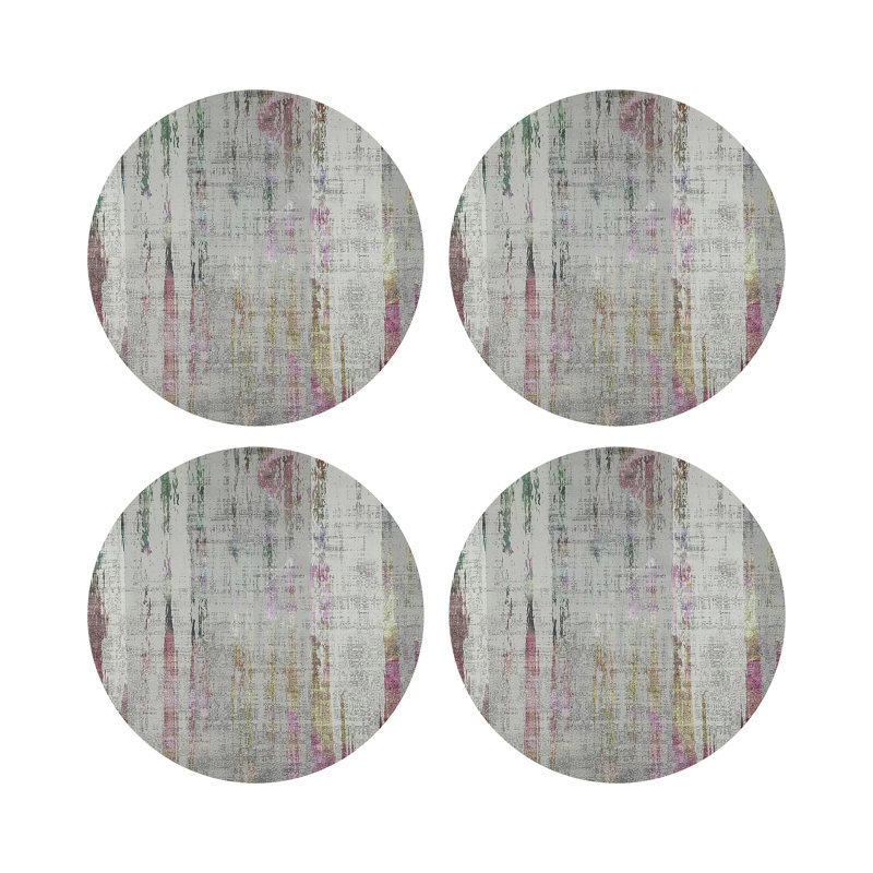 Birch Holiday Vegan Leather Round Coasters, Richesse