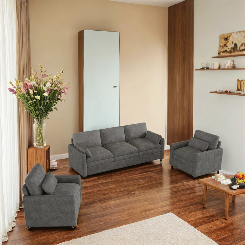 Extra-large Double-cushion Sofa Set, Black