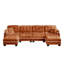 Canapé en forme de U en chenille avec 4 coussins, repose-pieds mobile à garniture pom-pom capitonnée, conception ergonomique, canapé à assise profonde facile à assembler pour le bureau du salon, appartement, orange