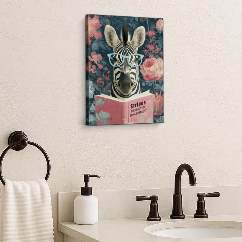 Drôle de zèbre sur toile, lecture fantaisiste de zèbre, œuvre d'art pour animaux