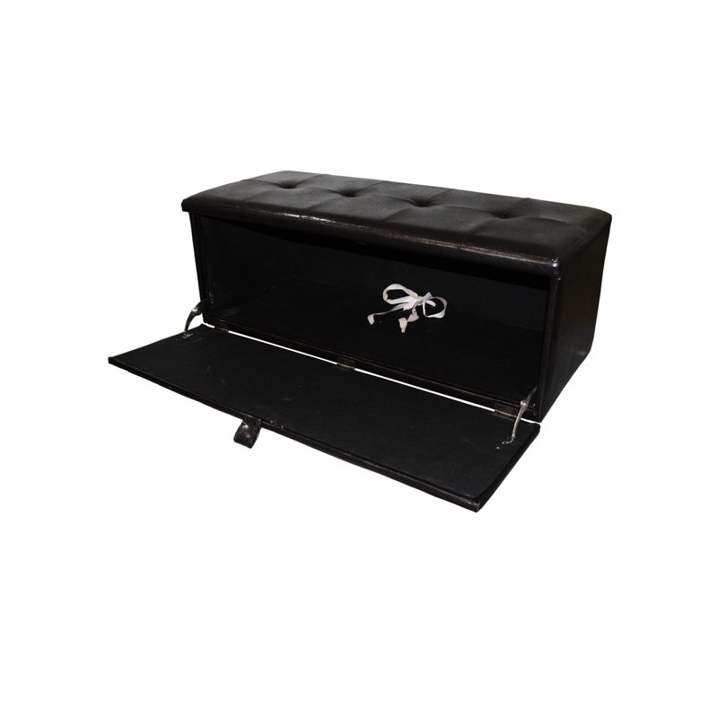 18.5" Tall Brown Leather Upholstered Storage Bench, Front Pull Handle, Single Hinge For Stability, 38.5In L X 12.5In W Storage, 2In 3.5In Legs, 46Lb Product Weight, 40In Depth, 19In Package Width