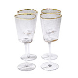 Hammered Wine Glass-Clear w/Gold Rim