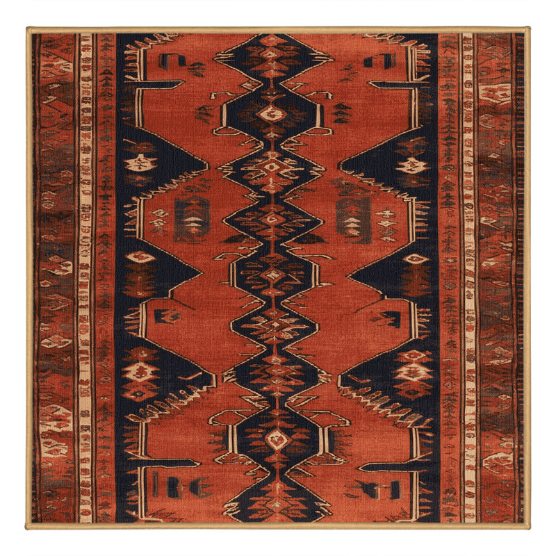 Tapis brun turc lavable à la machine, Carré 4 pi