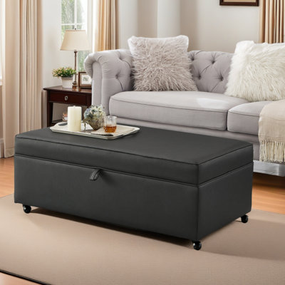 Grand repose-pieds moderne avec rangement, repose-pieds modulaire avec roulettes pour le salon, repose-pieds, repose-pieds et banc de rangement