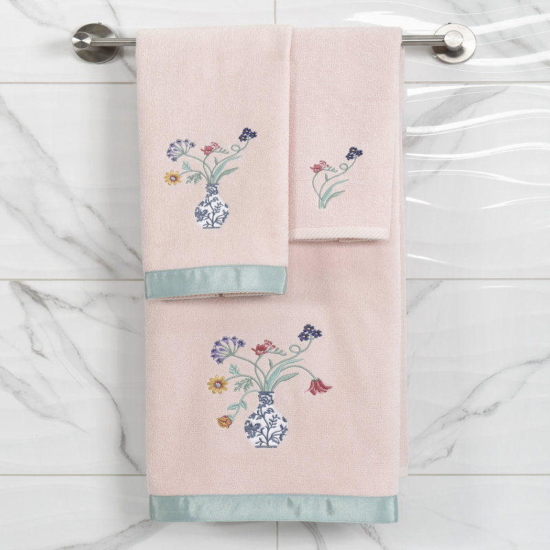 3 Piece Turkish Cotton Towel Set, Blush